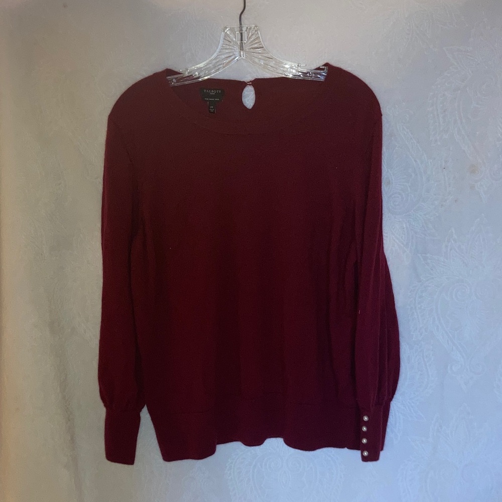 Talbots Merino Wool Sweater in Rich Wine Red